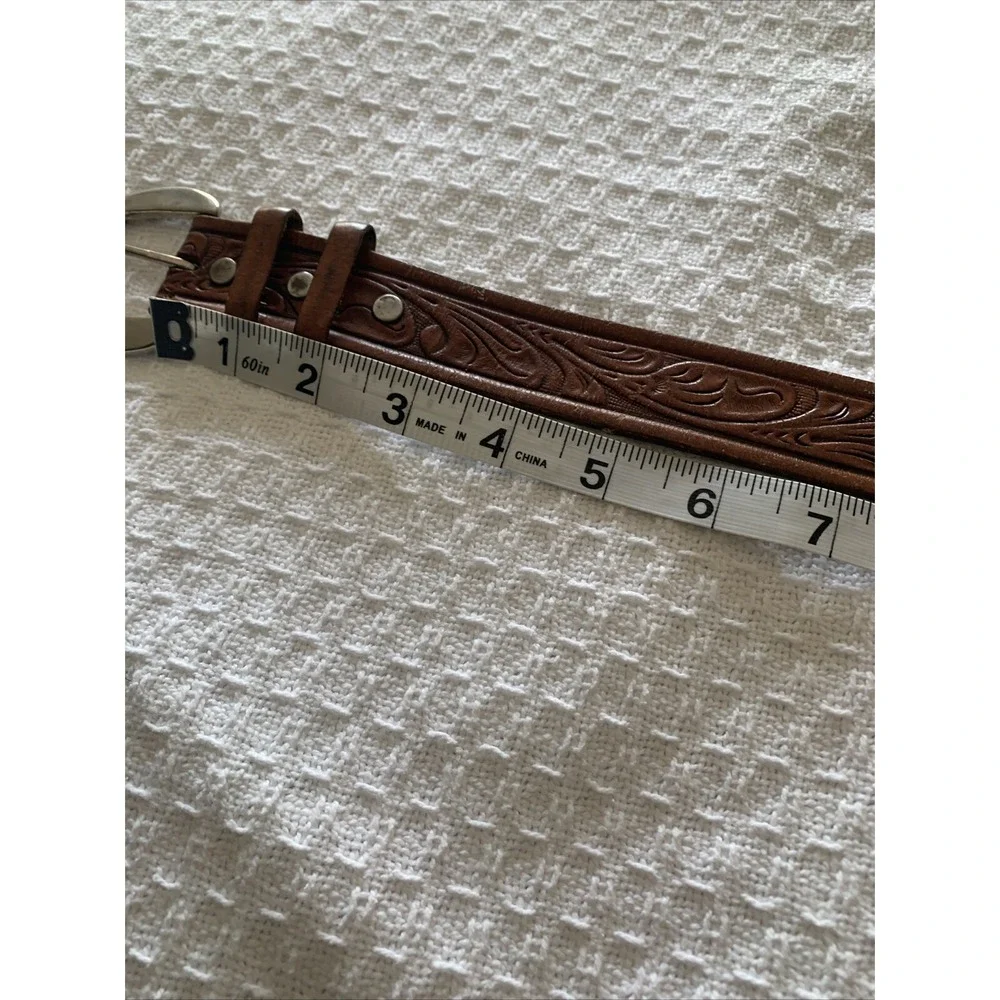 Vtg Tooled‎ Western Kids Belt Brown Leather Size 32